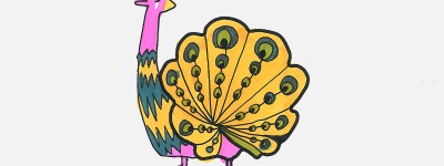 4岁的学画步骤一等奖 实用彩色简笔画孔雀的画法