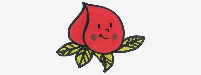 小学生少儿美术画图片 漂亮彩色简笔画桃子怎么画