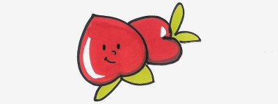 6岁美术图解教程 一步一步简笔画桃子的画法