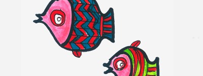 一二年级手绘画 创意小学生彩色简笔画热带鱼怎么画
