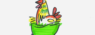 可爱儿童画作品 母鸡的画法