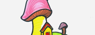 8一12岁幼儿学画 创意小学生彩色简笔画蘑菇屋怎么画
