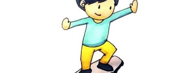 玩滑板的小男孩简笔画