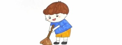 扫地的小男孩怎么画