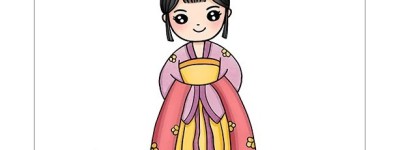 漂亮的汉服少女简笔画