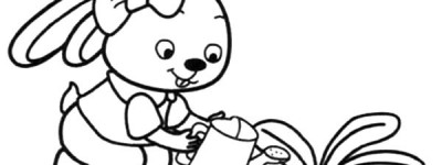 小兔子妹妹给萝卜浇水_兔子简笔画