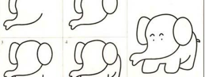 大象简笔画过程画法