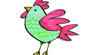 简单漂亮彩色简笔画公鸡怎么画