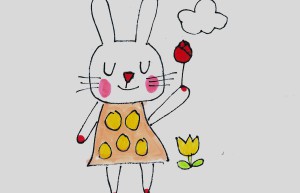 小白兔美术画一等奖 简单入门儿童画小白兔的画法