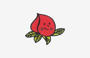 小学生少儿美术画图片 漂亮彩色简笔画桃子怎么画