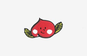 简单漂亮彩色简笔画桃子的画法