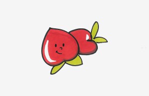 6岁美术图解教程 一步一步简笔画桃子的画法