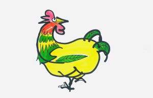 9岁孩子绘画图解教程 好看彩色简笔画公鸡怎么画