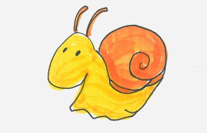 6一8岁儿童画过程大全 漂亮小学生彩色简笔画蜗牛怎么画