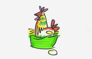 可爱儿童画作品 母鸡的画法