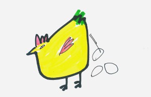 漂亮简笔画作品 带颜色母鸡的画法图解