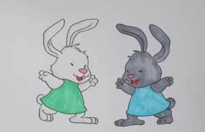 可爱漂亮的小白兔小灰兔简笔画