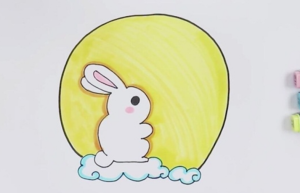 月亮上的玉兔简笔画