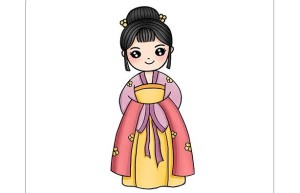 漂亮的汉服少女简笔画