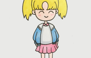 卡通画人物可爱小女孩简笔画
