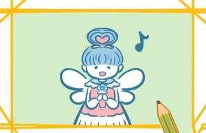 小女孩拿话筒唱歌简笔画