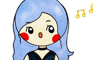 唱歌的女孩彩色简笔画