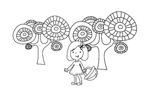 采蘑菇的小姑娘简笔画