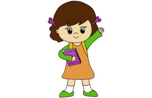去上学的小女孩简笔画