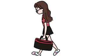 领着行李的小女孩简笔画