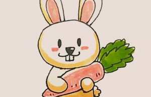 正在吃胡萝卜的小兔子简笔画