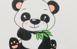 熊猫吃竹子简笔画