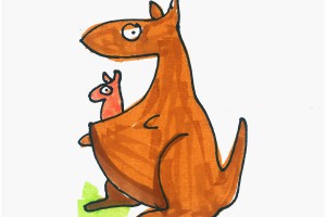 可爱小学生简笔画袋鼠的画法