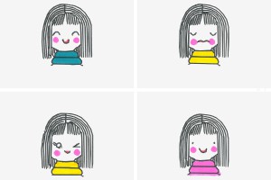 三年级九岁孩子美术画 最简单彩色简笔画女孩的画法