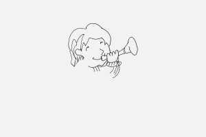 吹小号的小男孩简笔画