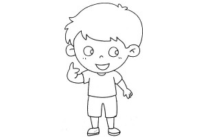 开朗的小男孩简笔画画法步骤