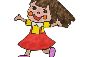 欢乐的小女孩简笔画