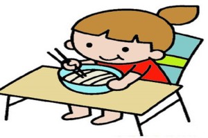 小朋友吃饭简笔画