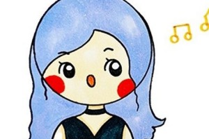 唱歌的女孩彩色简笔画