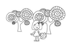 采蘑菇的小姑娘简笔画