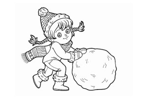 滚雪球的小女孩简笔画过程画法