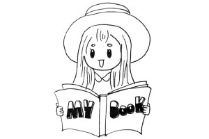 时尚看书小女孩简笔画