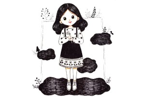 可爱时尚的小女孩简笔画