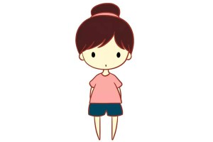 丸子头可爱小女孩简笔画