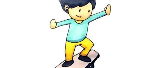 玩滑板的小男孩简笔画