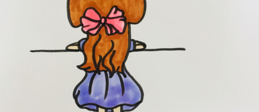 小女孩坐在窗边的背影简笔画