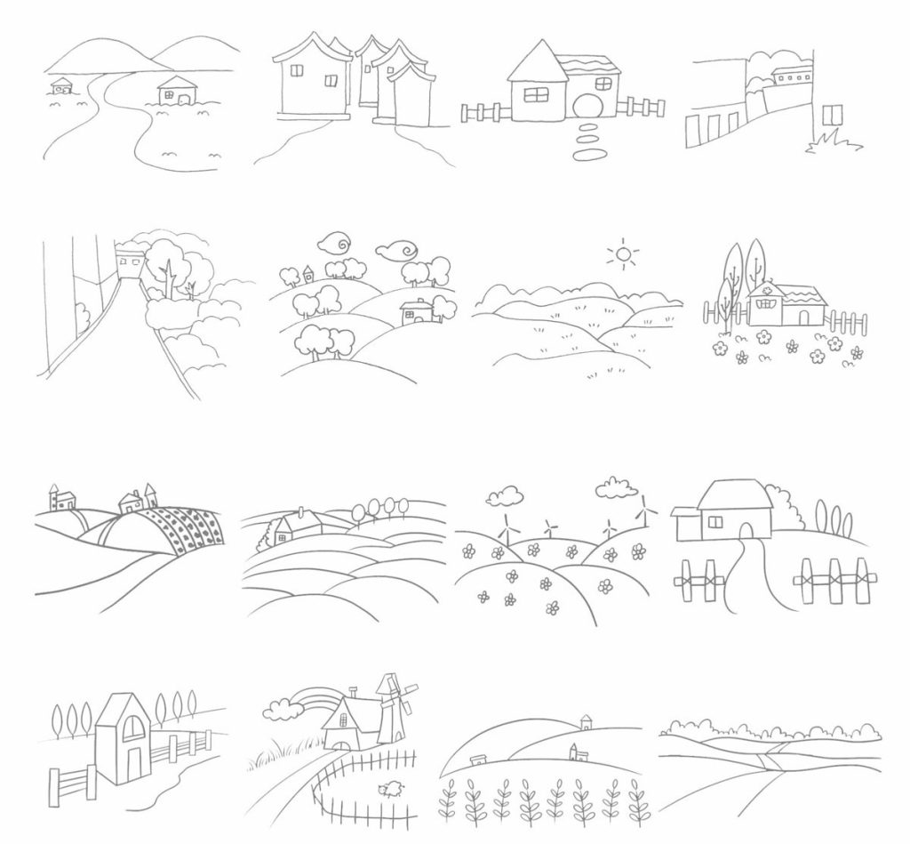 乡村简笔画