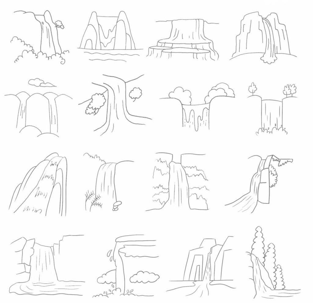 瀑布简笔画