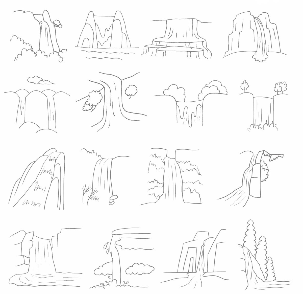 瀑布简笔画