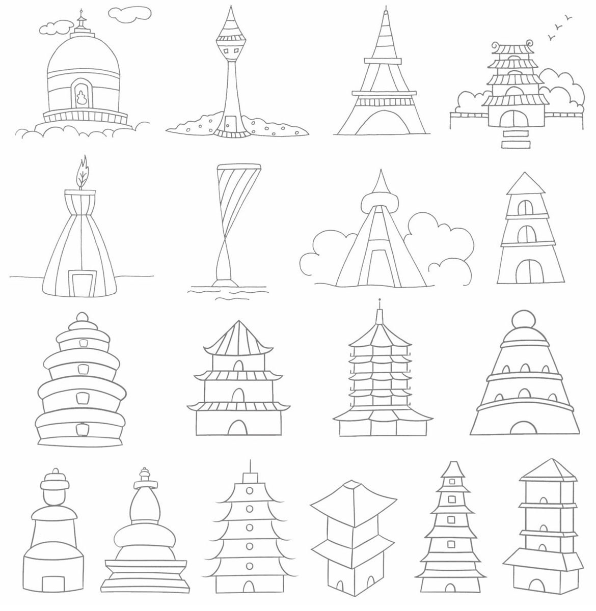 塔简笔画