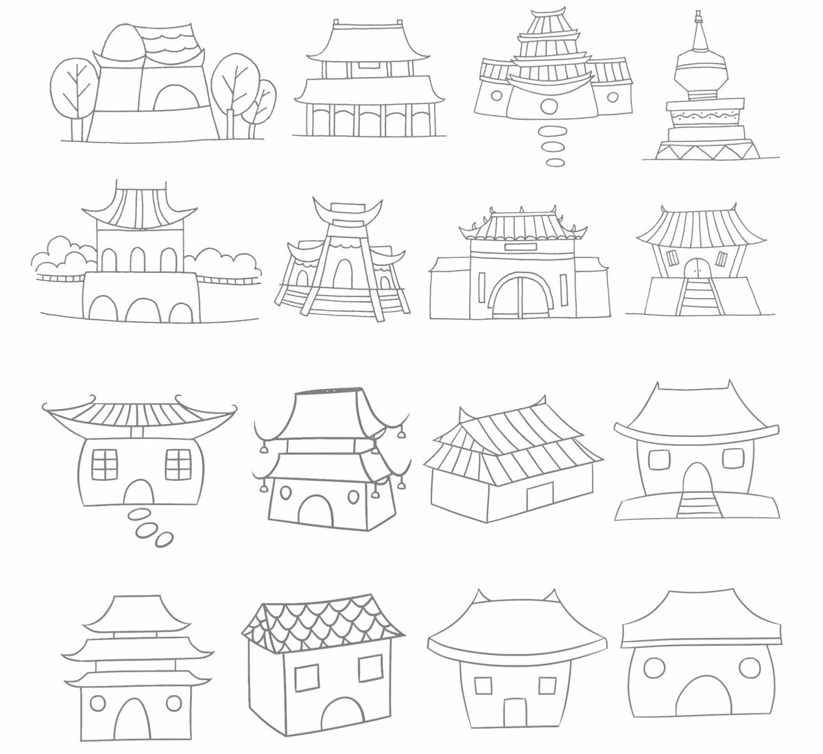 寺庙简笔画